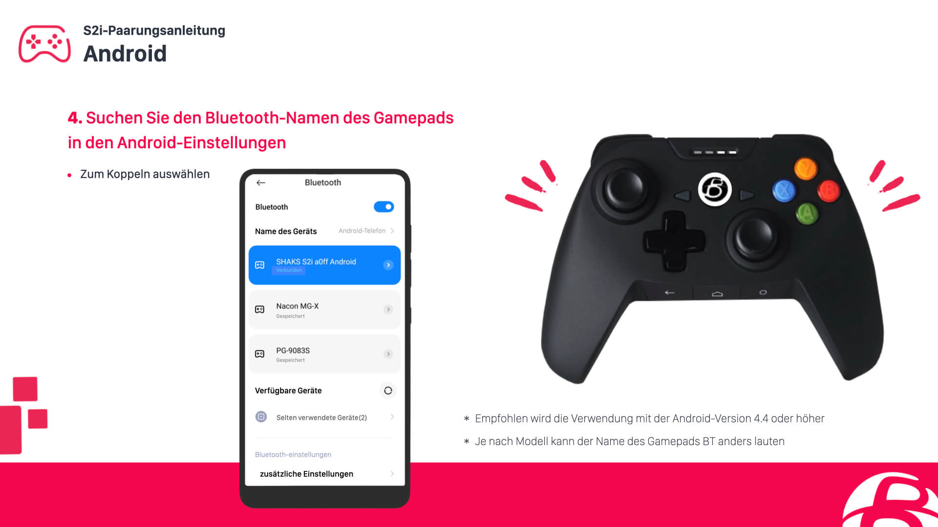 Konfiguriere einen SHAKS S2i Controller für Android Smartphone