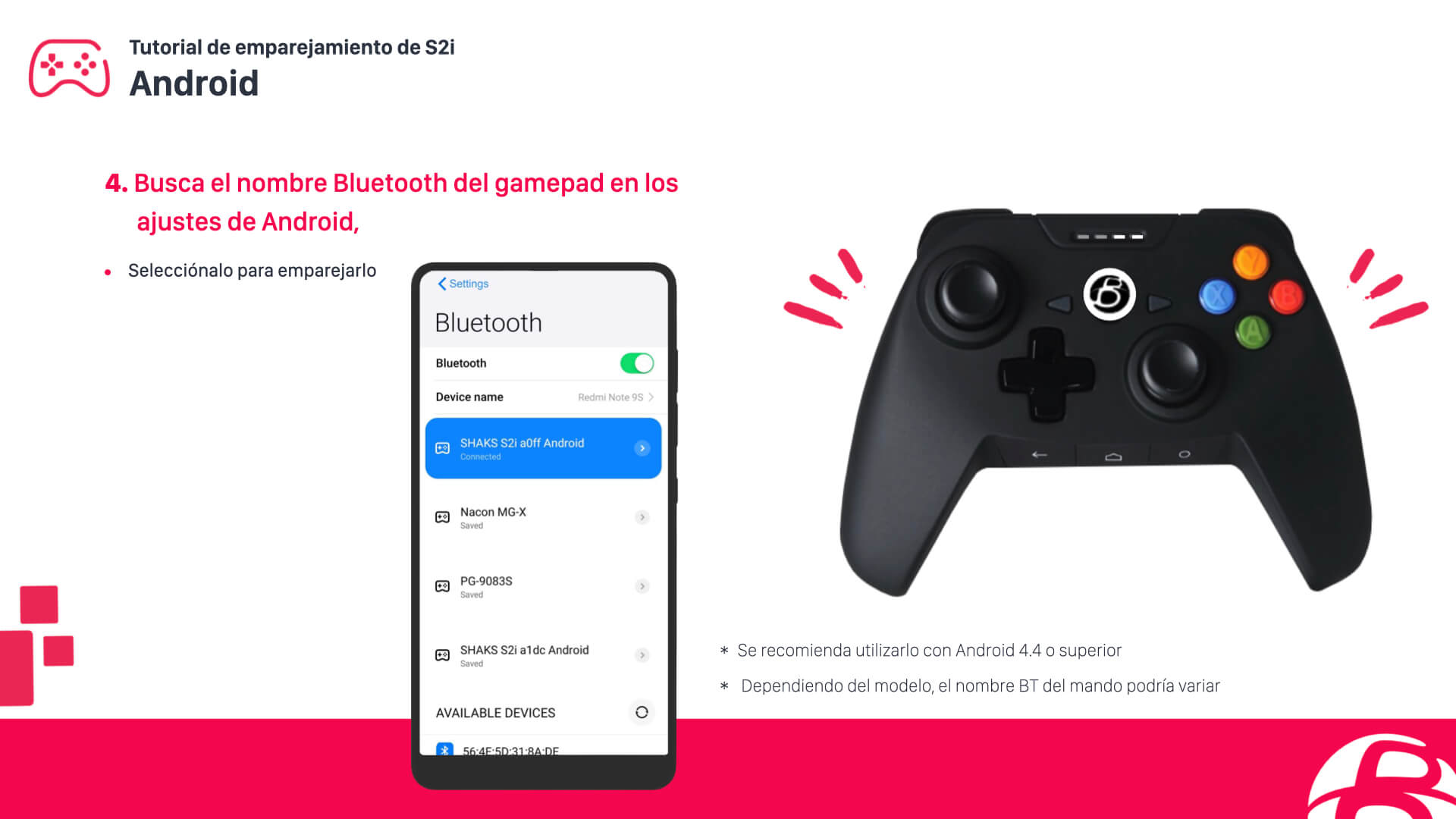 Configurar un mando SHAKS S2i para smartphone Android