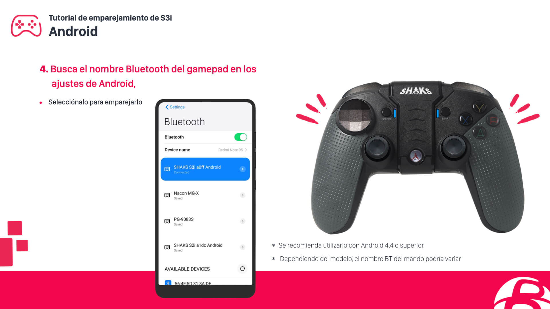 Configurar un mando SHAKS S3b para smartphone Android