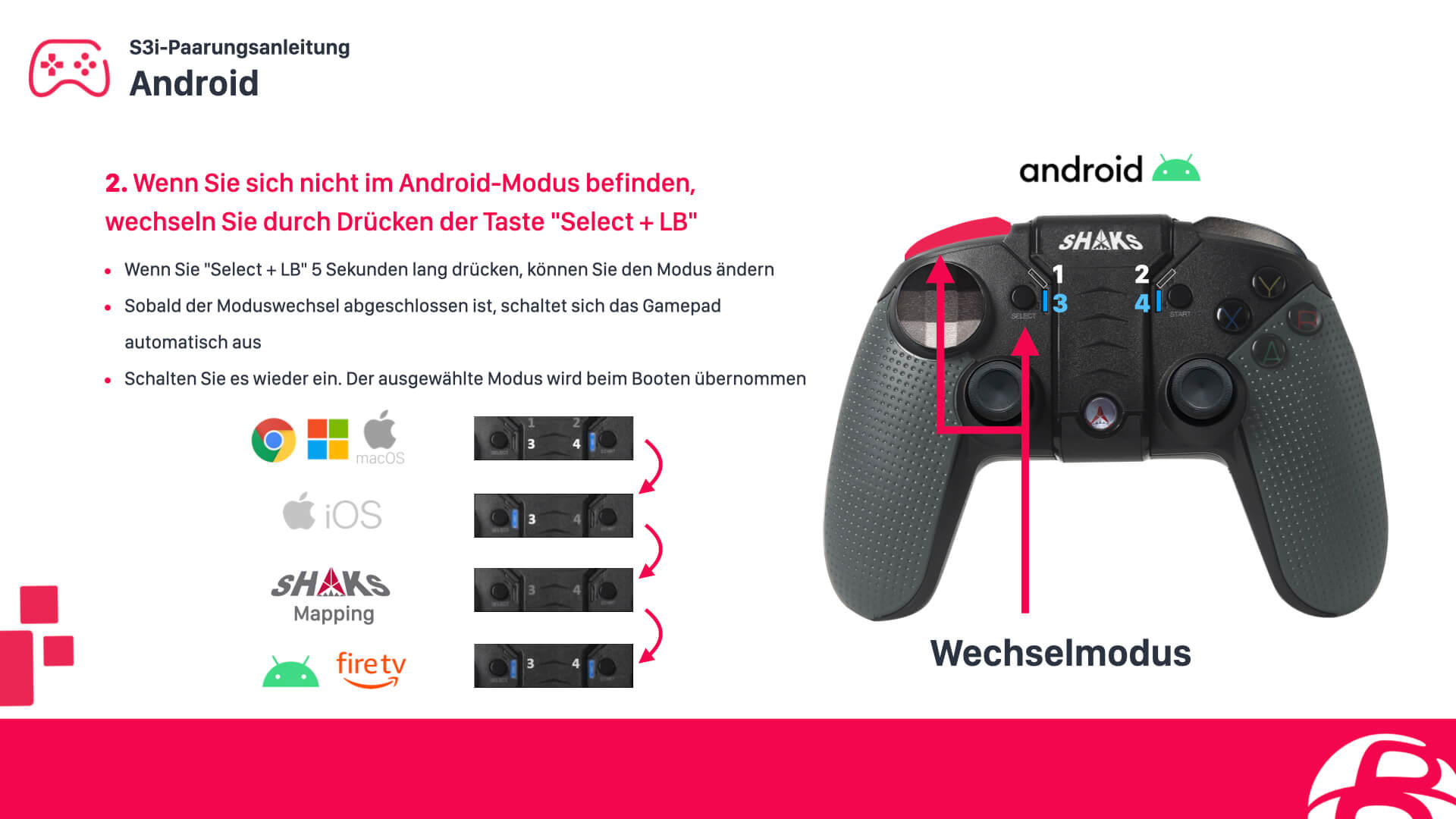 Konfiguriere einen SHAKS S3b Controller für Android Smart TV