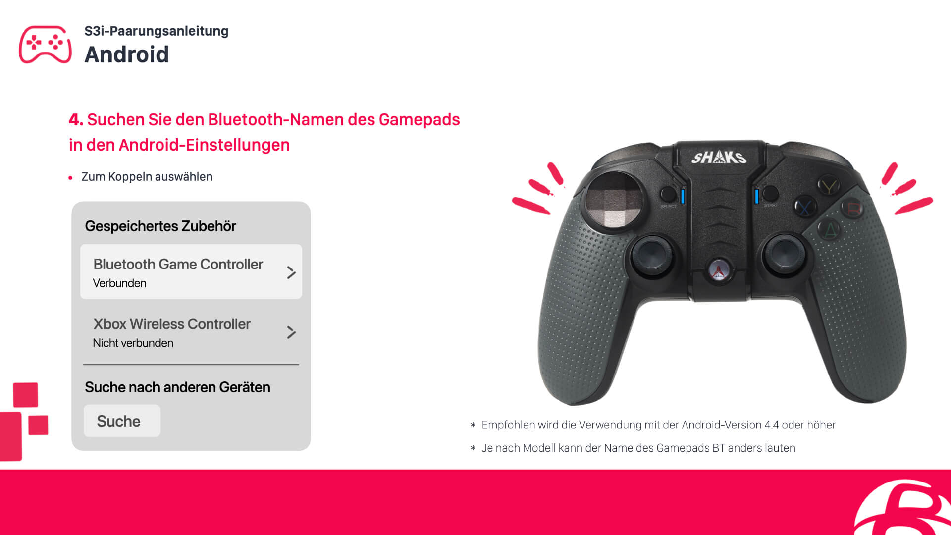 Konfiguriere einen SHAKS S3b Controller für Android Smart TV