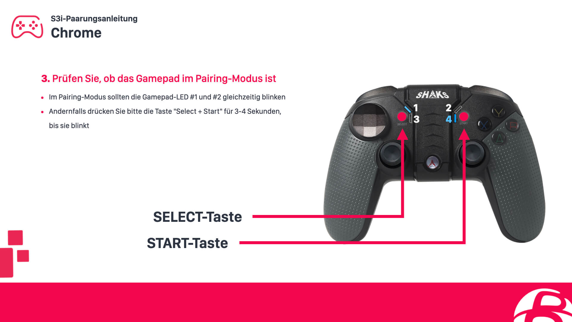 Konfiguriere einen SHAKS S3b Controller für Google Chrome