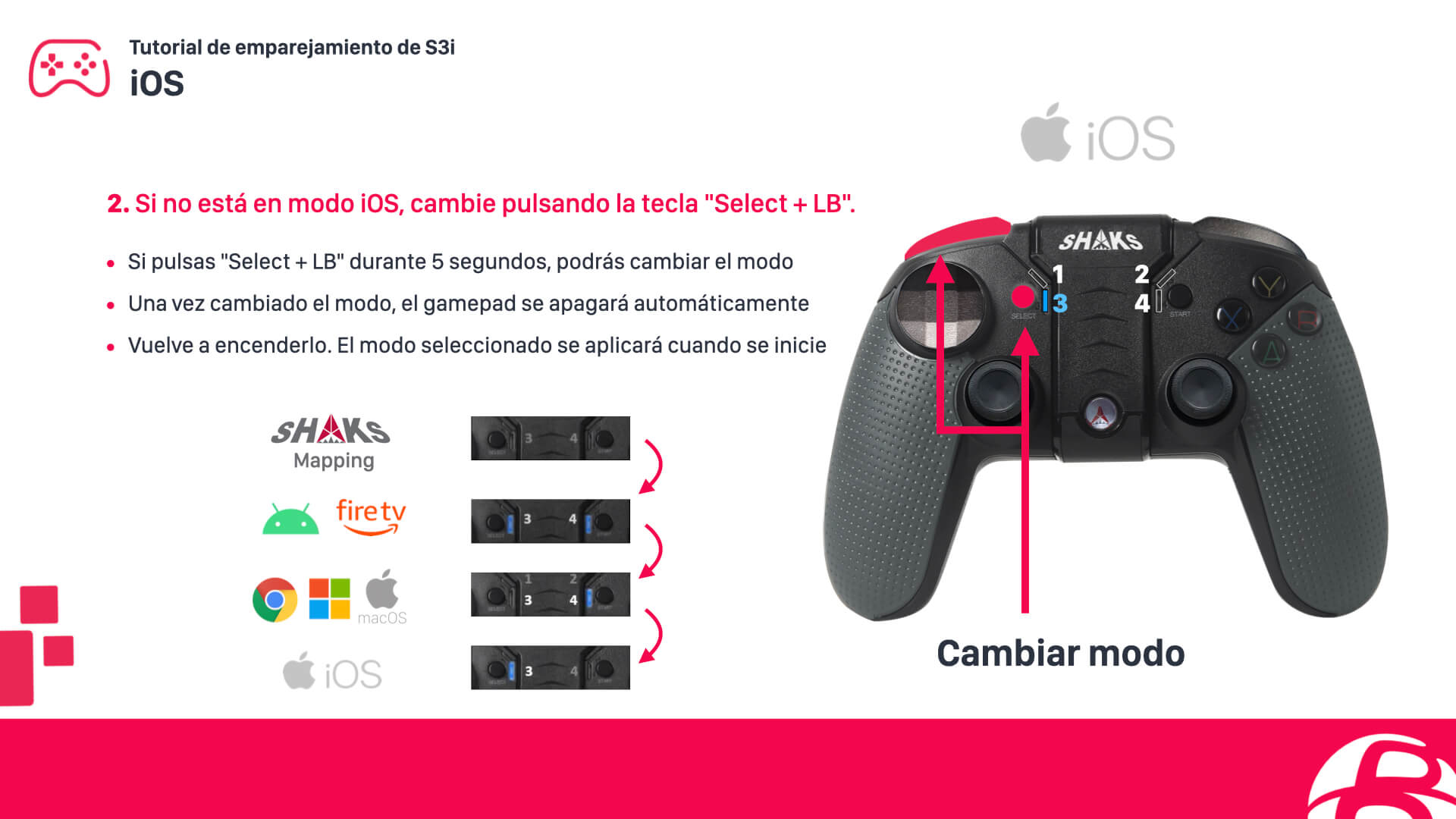 Configurar un mando SHAKS S3b para Apple iOS