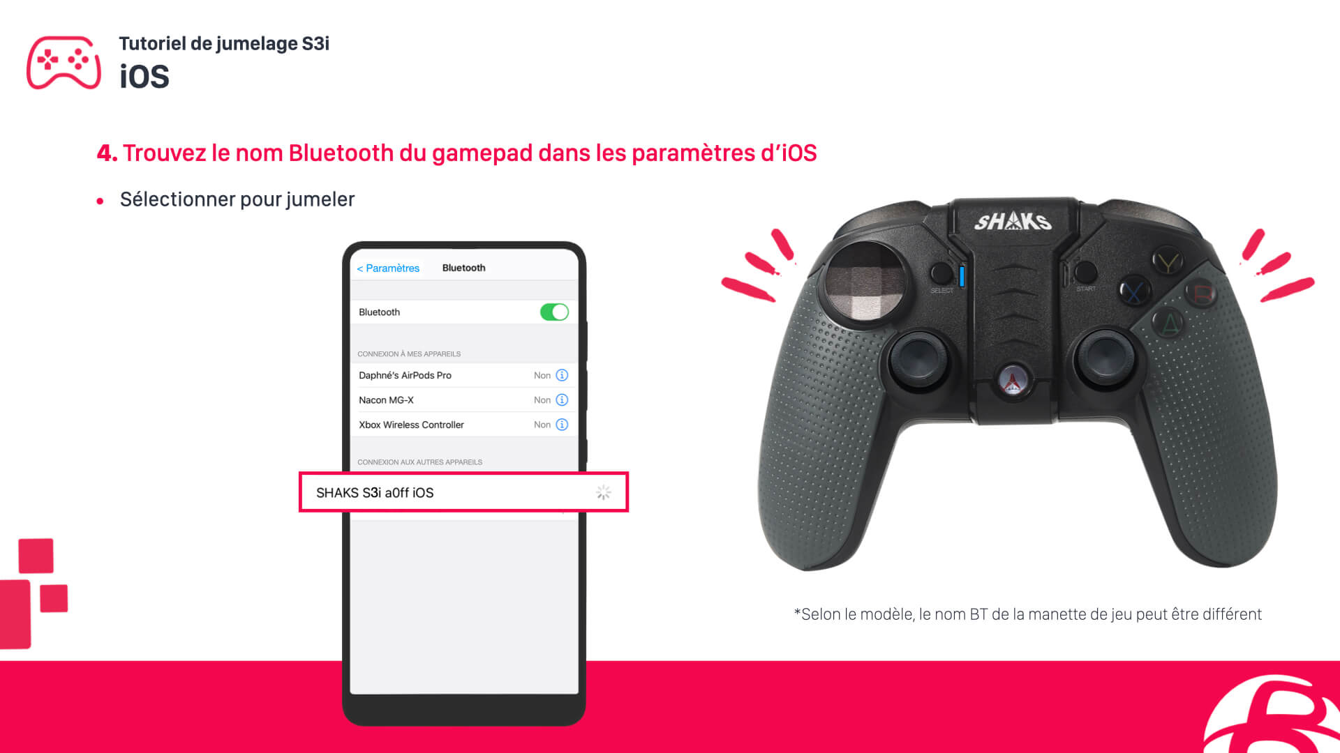 Configurer une manette SHAKS S3b sur Apple iOS