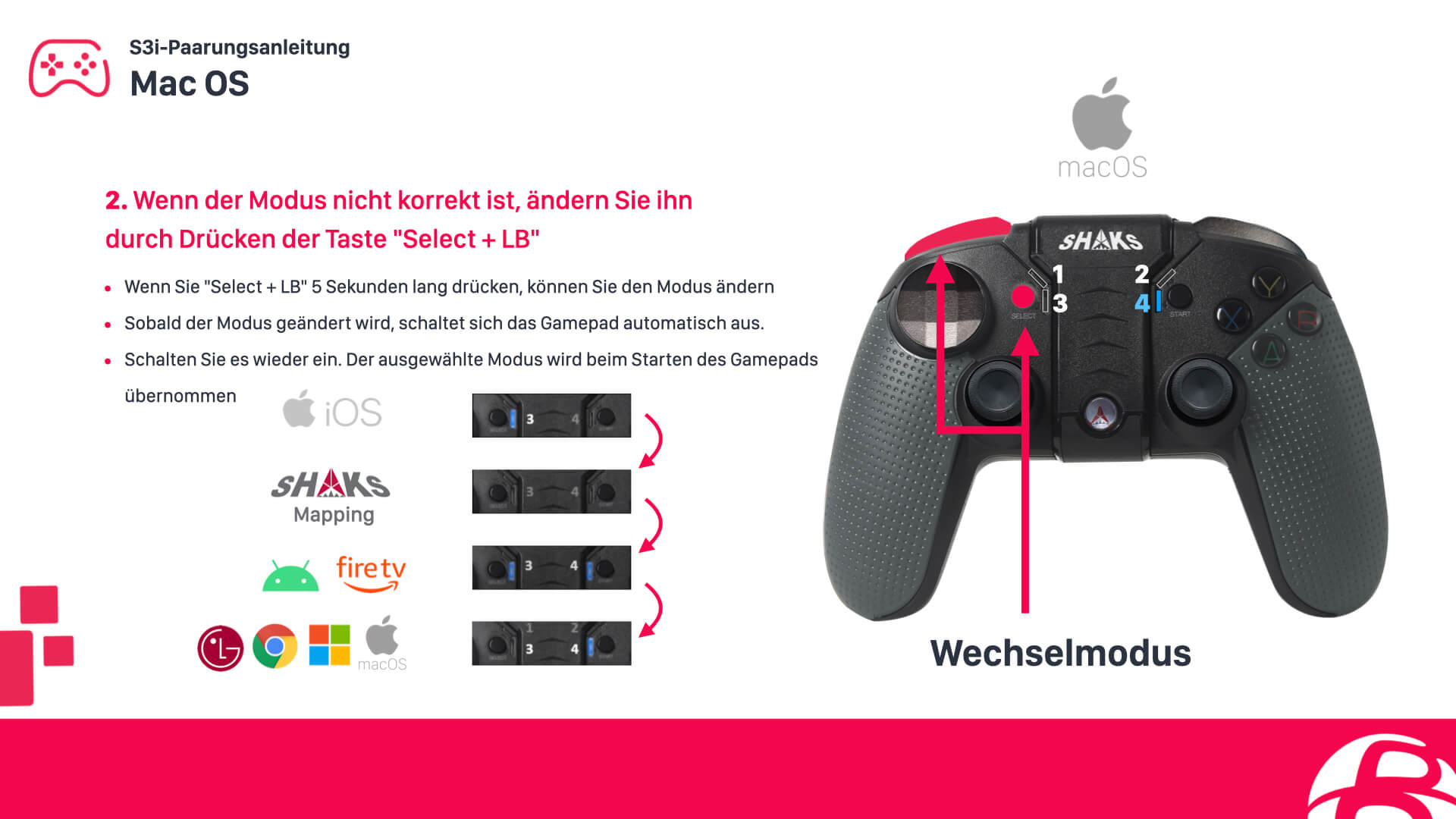 Konfiguriere einen SHAKS S3b Controller für Apple macOS