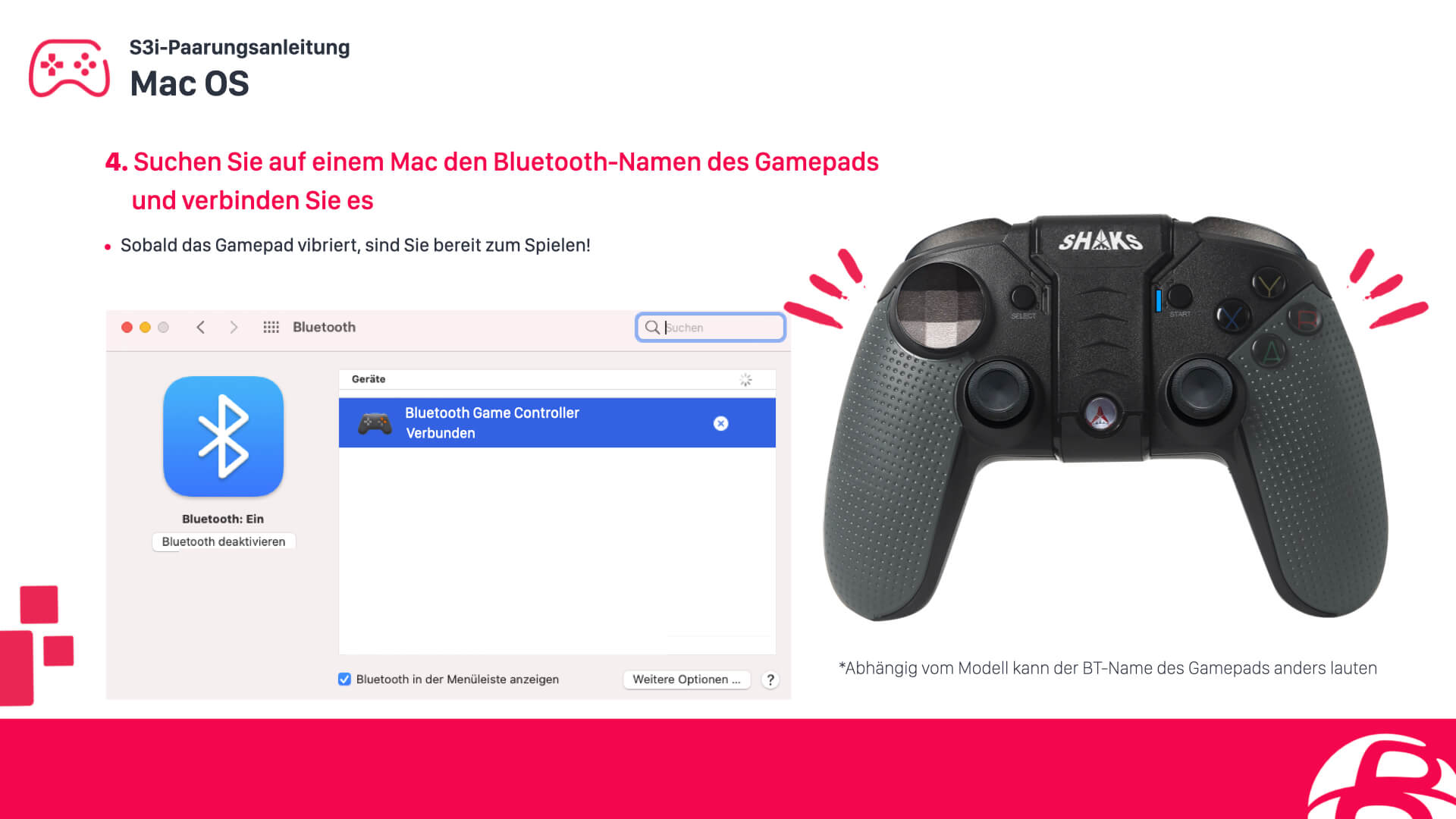 Konfiguriere einen SHAKS S3b Controller für Apple macOS