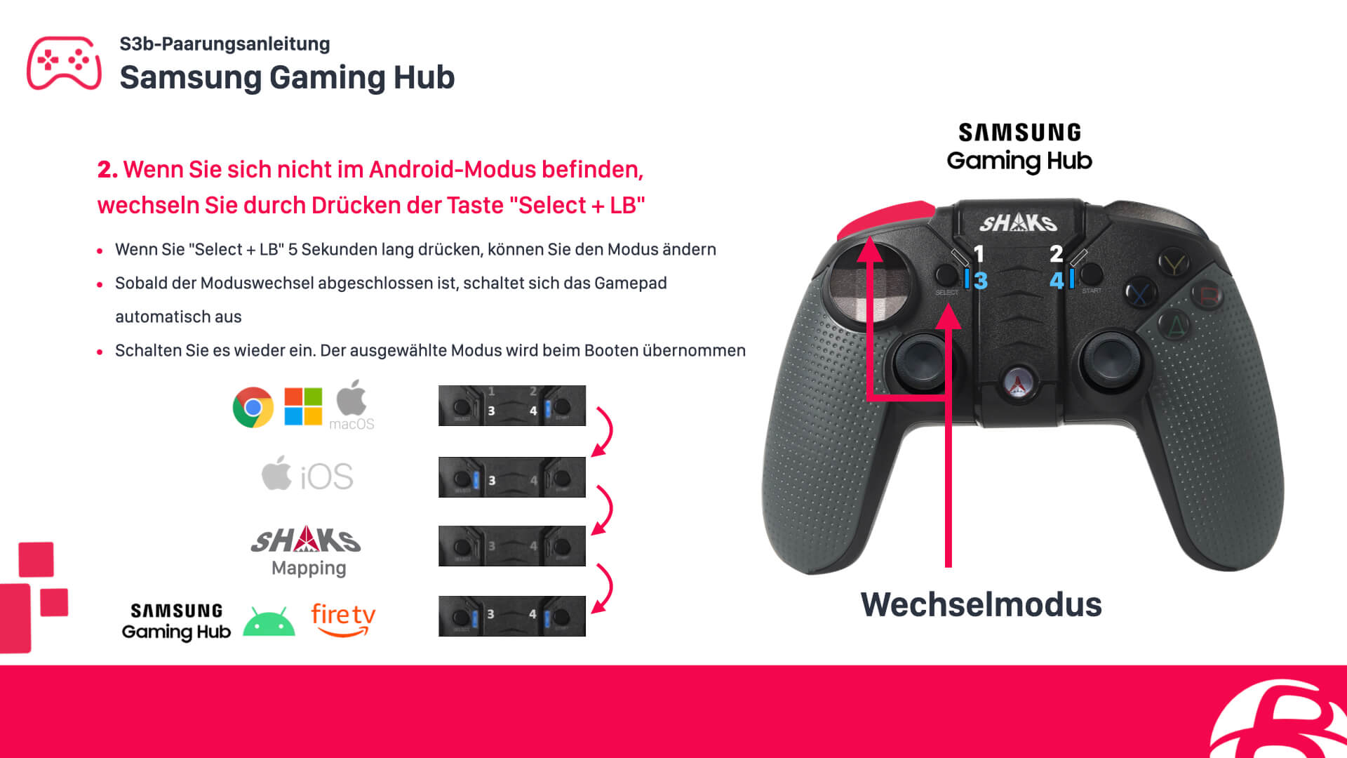 Konfiguriere einen SHAKS S3b Controller für Smart TV Samsung