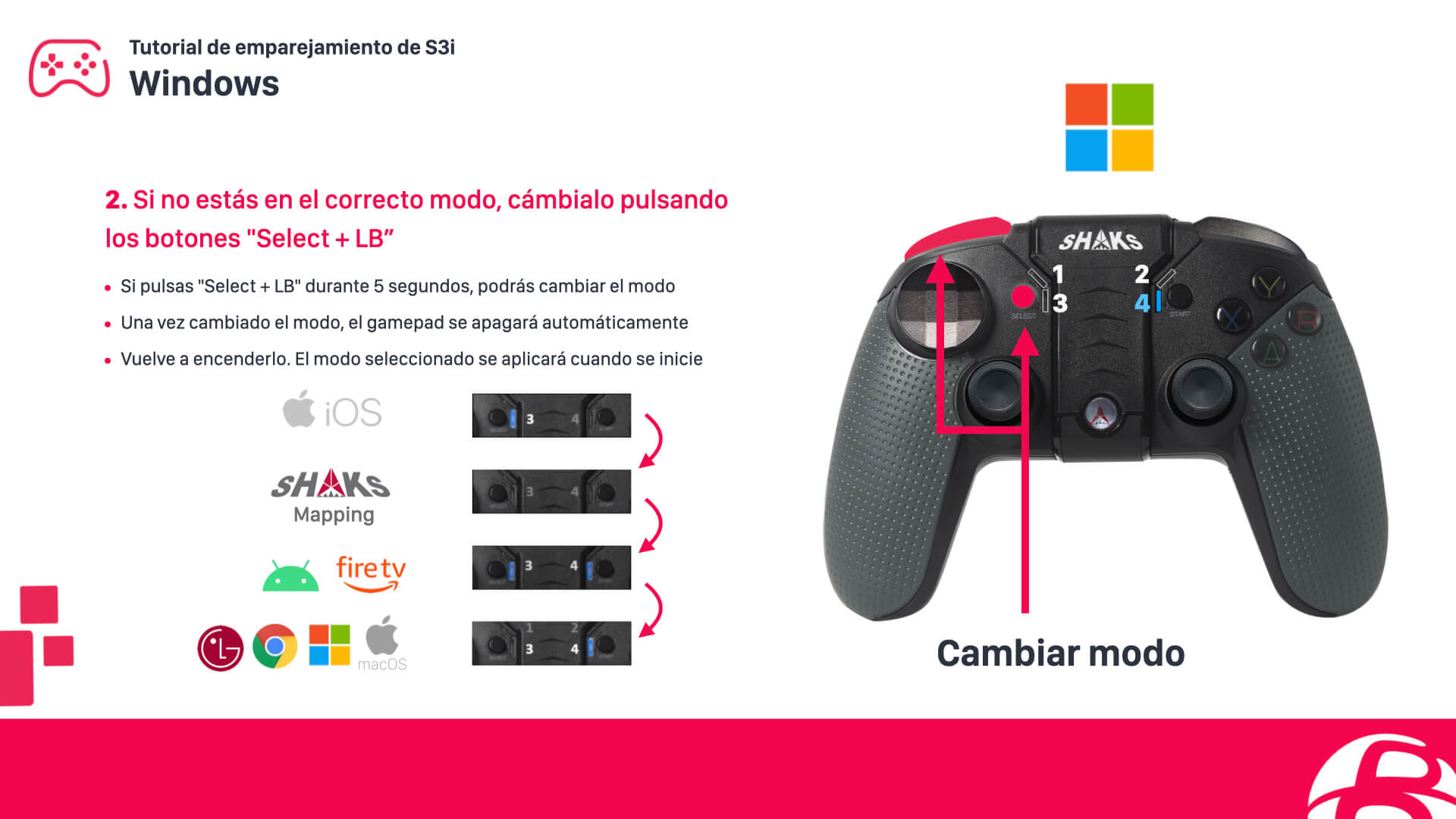 Configurar un mando SHAKS S3b para Microsoft Windows