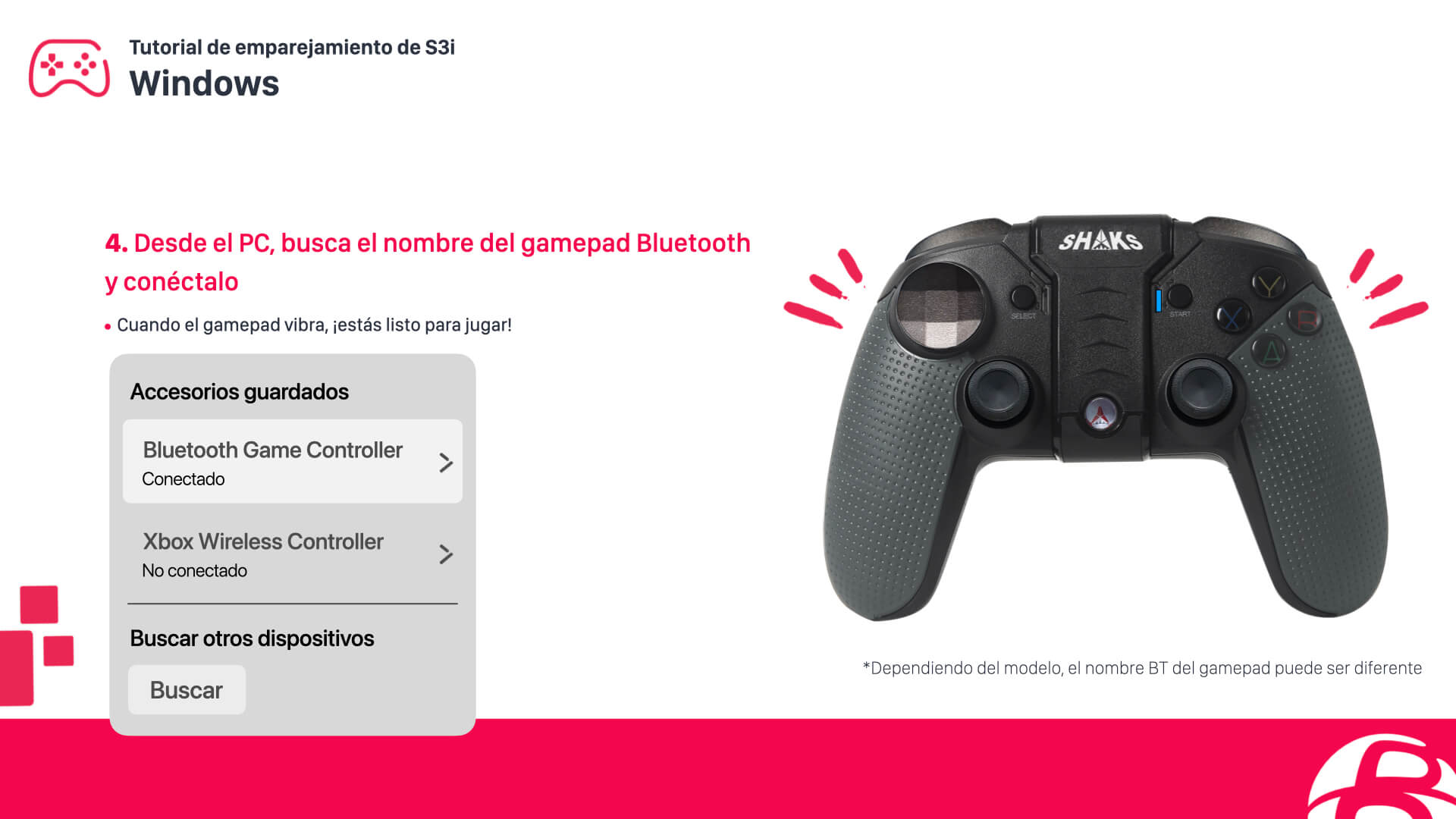 Configurar un mando SHAKS S3b para Microsoft Windows