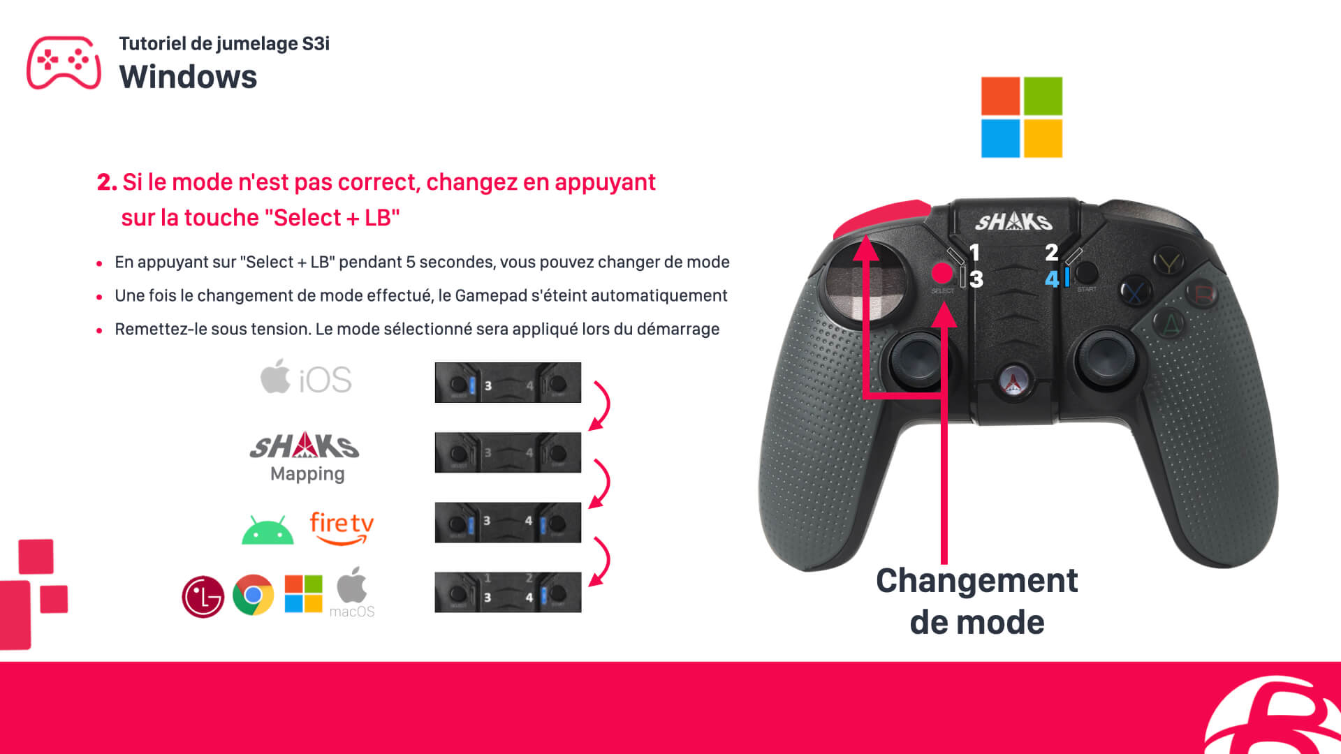 Configurer une manette SHAKS S3b sur Microsoft Windows