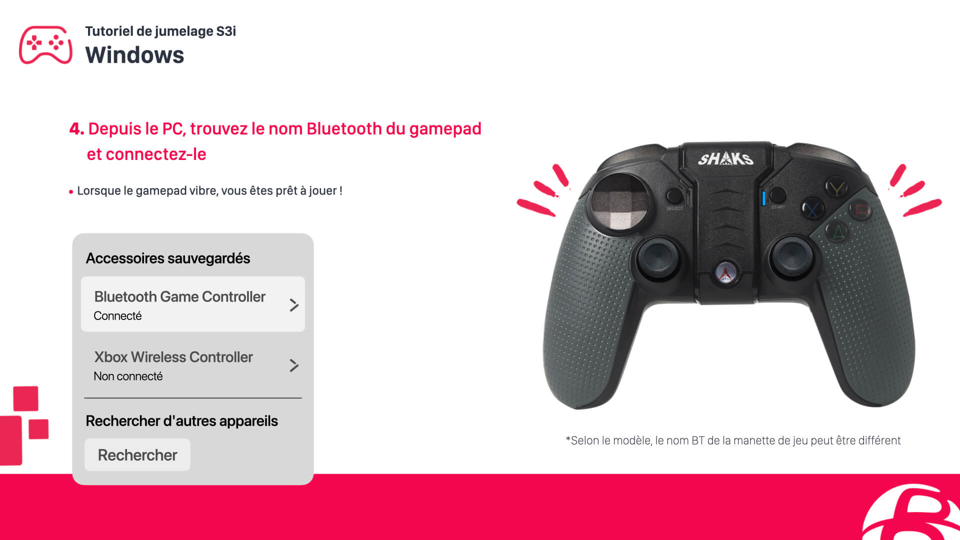 Configurer une manette SHAKS S3b sur Microsoft Windows